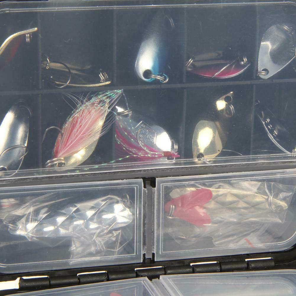 37pcs/Case Metal Spoon Fishing Lure  Hook Kit Spinning with Box Tackle