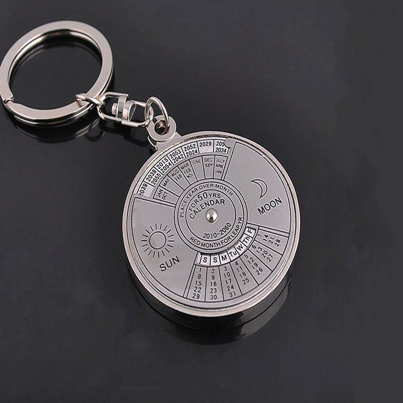 2010-2060 Perpetual Calendar Keyring Keychain Unique 50 Years Metal Key Ring