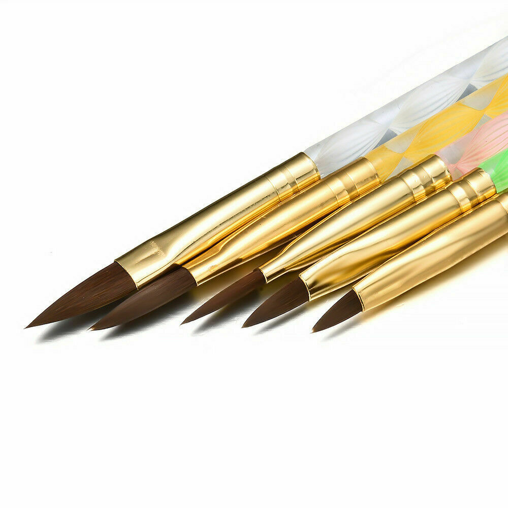 5pcs Acrylic Nail Art UV Gel Carving Pen Brush Liquid Powder No.4 6 8 10 12 Set