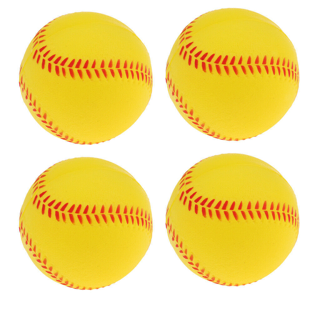 4x Soft Training Baseball Softball Kids Team Game Playing Bouncy Ball Yellow