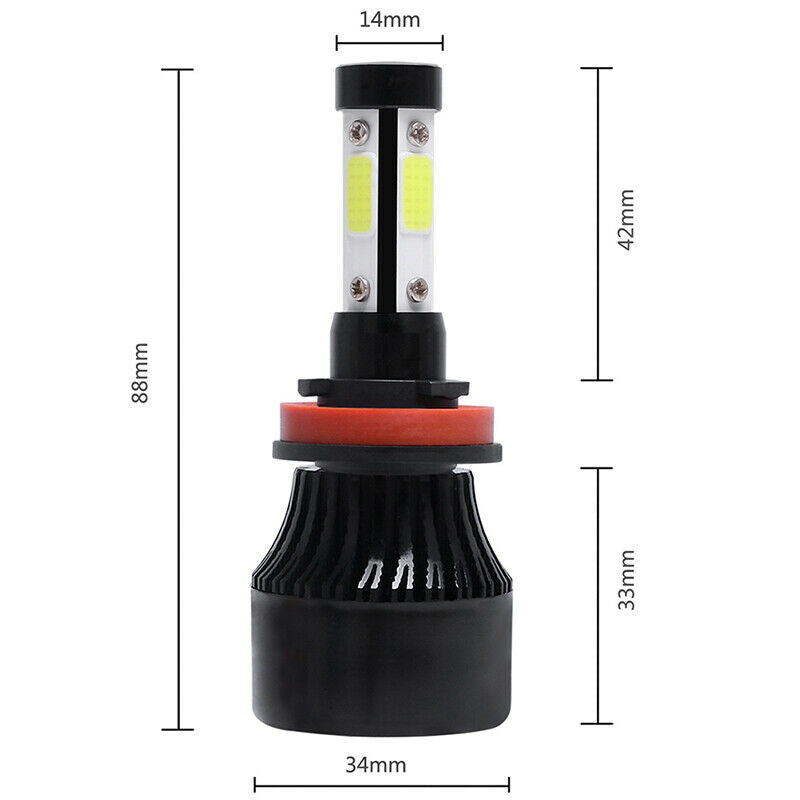 4 Sides  H8 H9 H11 2000W 300000LM LED Headlight Bulbs Conversion Kit 60 jbBK SJ