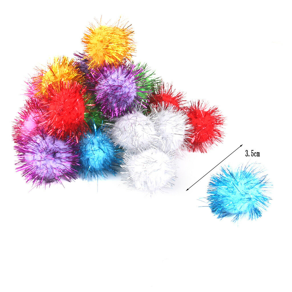 21Pcs Glitter Tinsel Pompom Balls Sparkly Pom Pom Ball Cat Toys