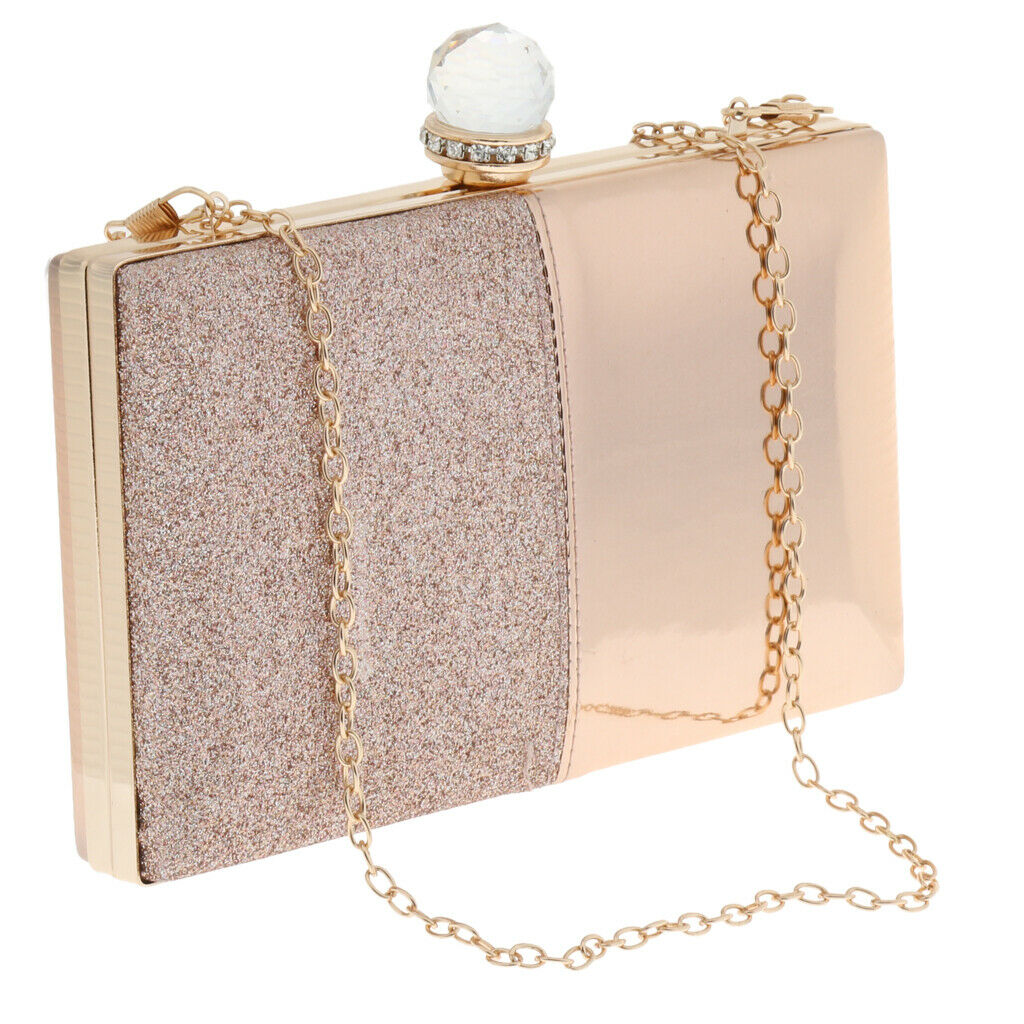 Womens Glitter Wedding Patent Leather Handbag Evening Party Clutch Bag Purse -
