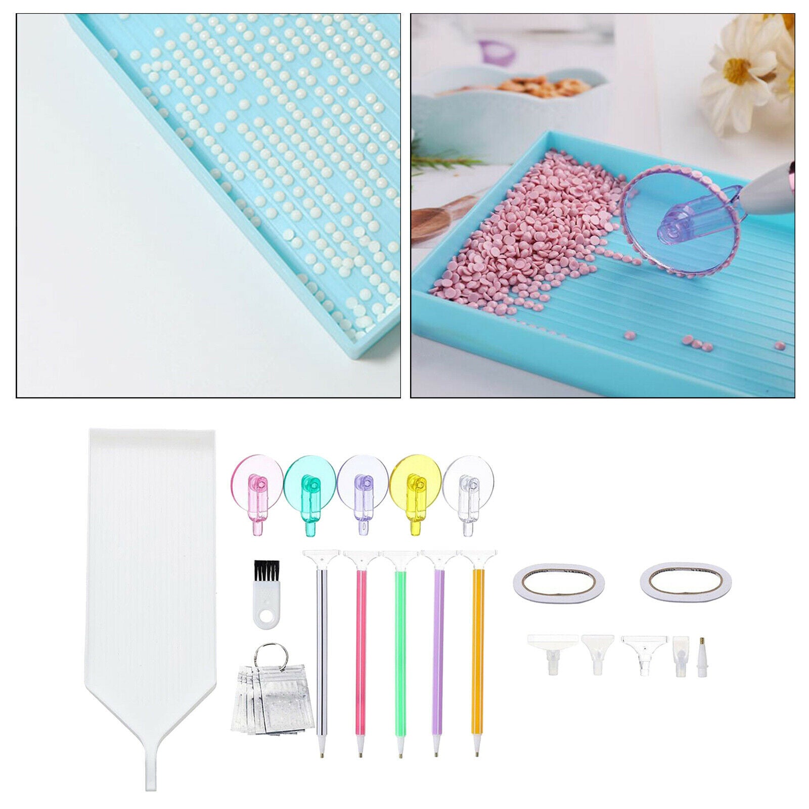 24Pcs 5D Diamond Painting Pen Embroidery with 5 Point Pen Tips Storage Tray
