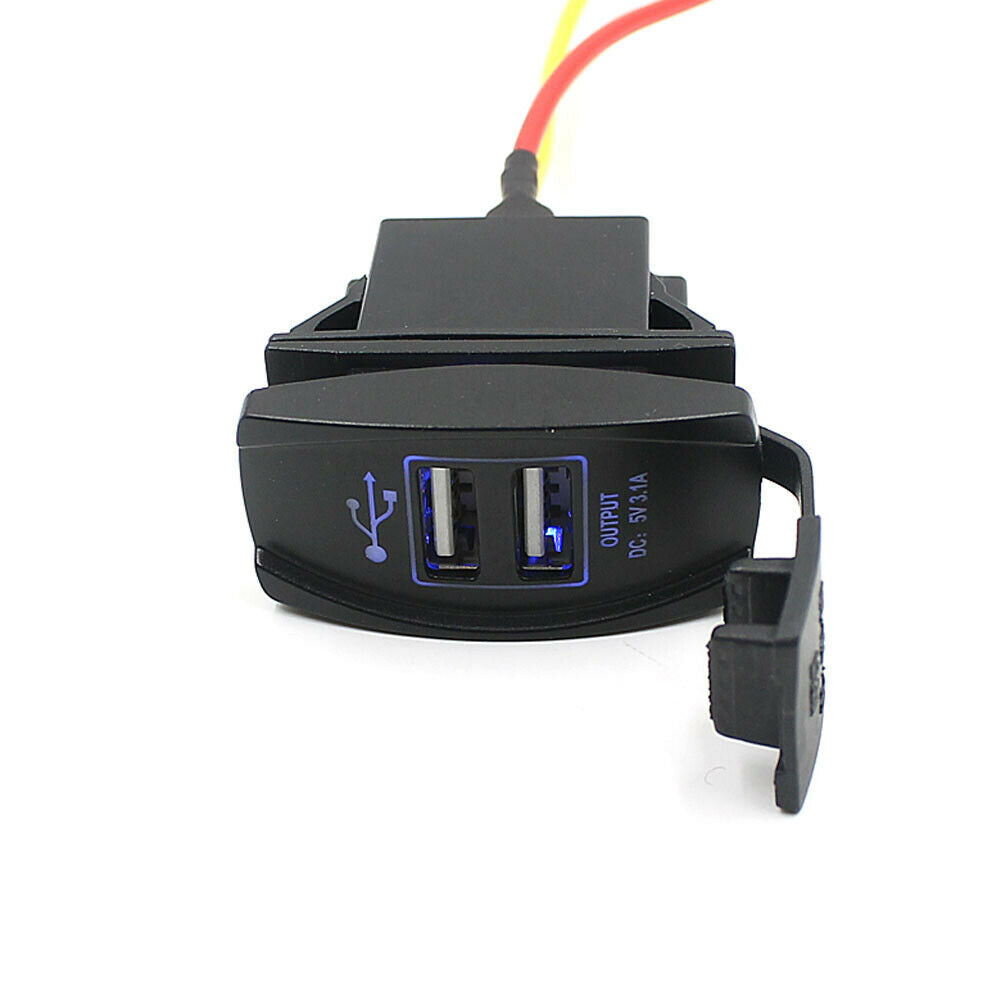 New Car 3.1A Dual SB Socket Charger Power Adapter Blue LED pour Phone @