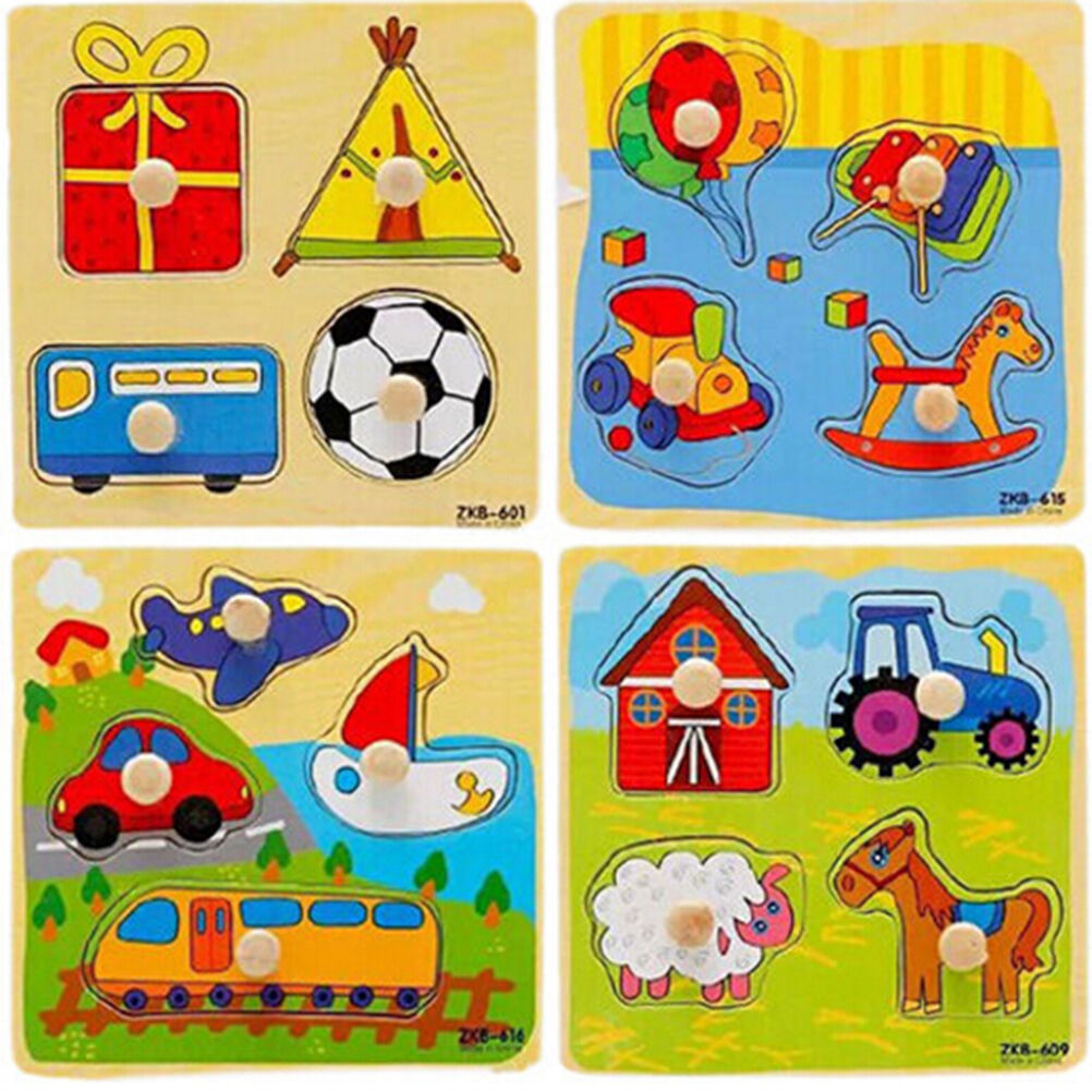 Babys Toddler Intelligence Development Animals Wooden Bricks Puzzle To.l8