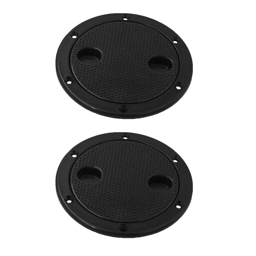 2pcs Marine Boat RV Black 6" Access Hatch Cover Twist Screw Out Deck Plate