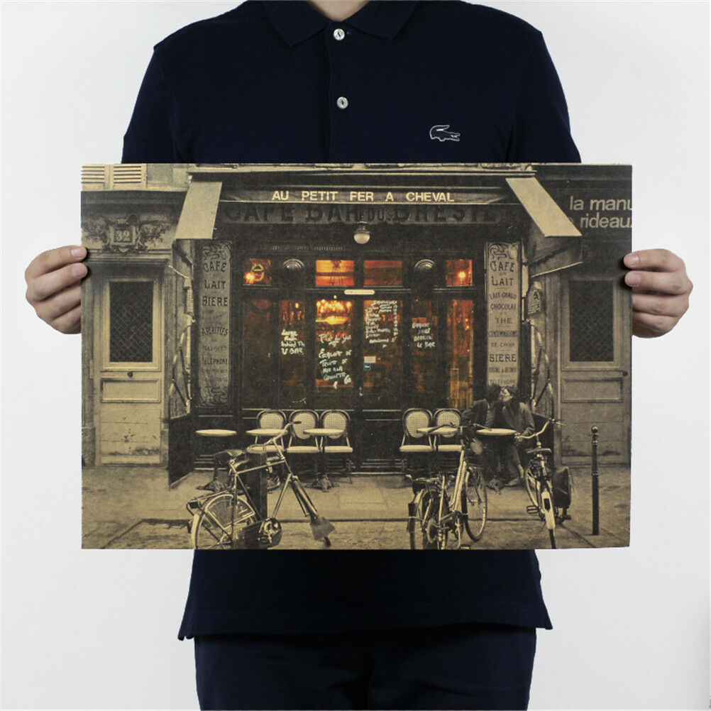 couple paris cafe kraft paper poster customer bedroom background wall sti.l8