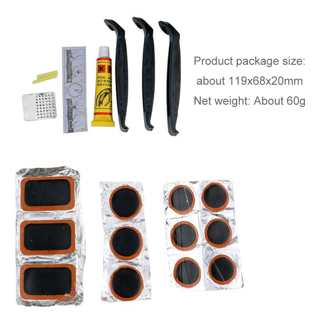 Portable Mountain Bike Tire Repair Tools Kit Patch Tyre Lever Glue Tool Set @