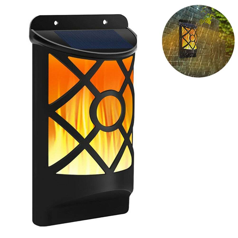 Portable Yard Solar LED Motion Sensor Night Light Simulation Flame Wall Lamp