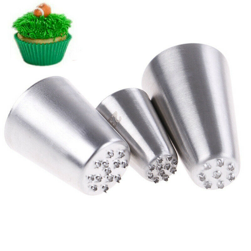 3 PCS Pastry Icing Stainless Steel Tip Piping Grass Cake Decorating Pastry Icing