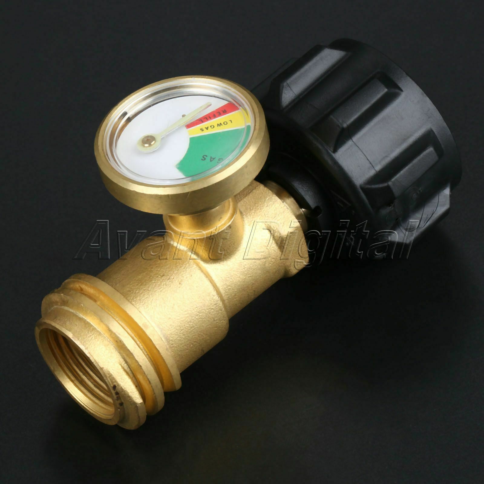 Outdoor Camping QCC1/POL Propane Gas Tank Valves Adapter w/ Pressure Meter Gauge