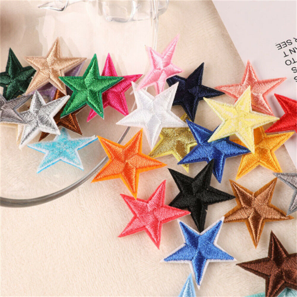 20 Mix Lot Sew On Patches Fabric Stars DIY Crafting Embellishments Decors 3cm