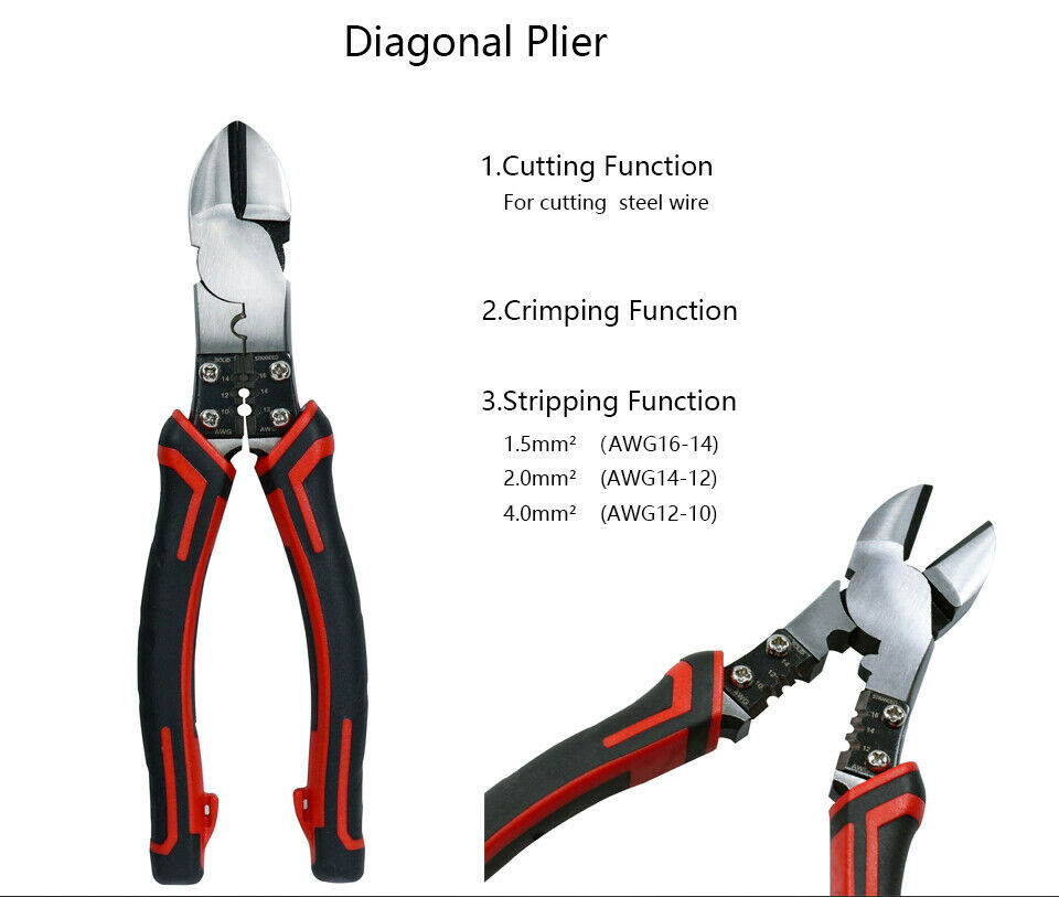 Multi-Purpose 7-Inch Combination Pliers Wire Stripper Electrician's Pliers Vise