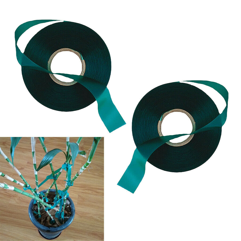 2pcs Flexible Garden 46m Stretch Tie Tape Plant Ribbon Green Vinyl Stake