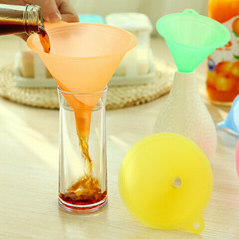 5x Colorful Plastic Funnel Small Medium Large Variety Liquid Oil Kitchen Set NBD