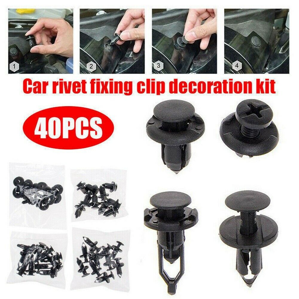 40*/Set Plastic Car Door Trim Clip Bumper Rivets Screws Panel Push Fastener Tool