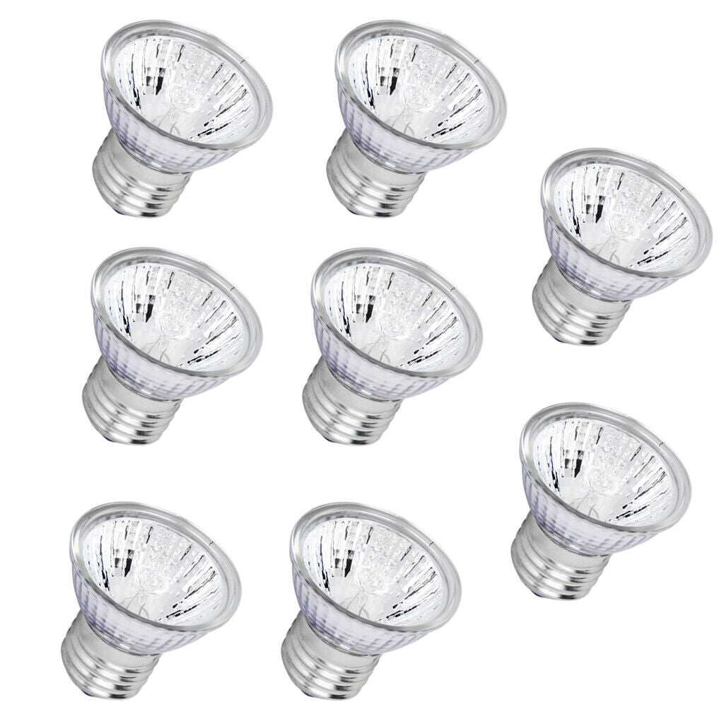 8Pcs 50W Reptile Mini Reflector Halogen Spotlight Light Lamp Bulb 220-240V