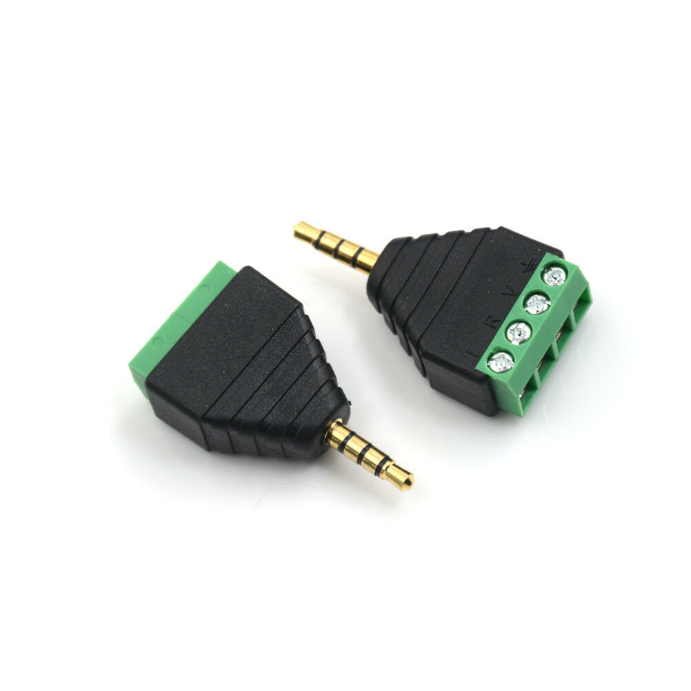 Video AV 3.5mm 4 Pin Male to AV Screw Terminal Stereo Jack Block Plug Connec WF