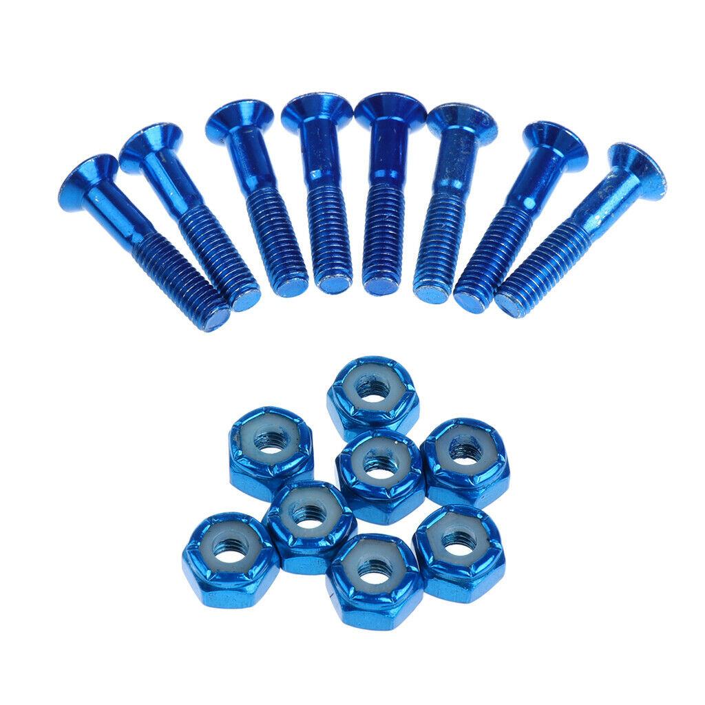 12x 1" Longboard Skateboard Mounting Bolts Screws Truck Hardware Blue+Red