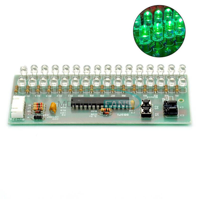 Adjustable Display Pattern  VU Meter Level Indicator 16 LED Dual Channel Green