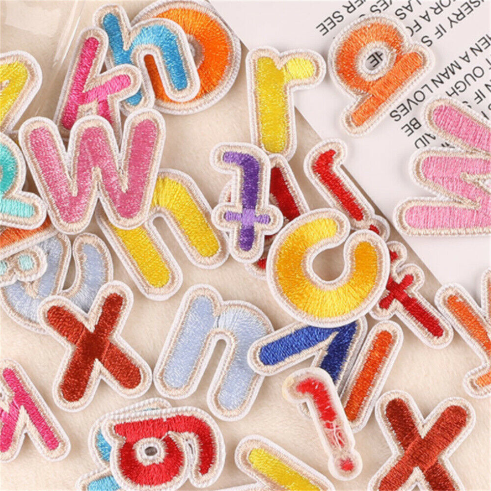 26 Mix Lot Sew On Patches Fabric Letters For Crafts Art Decors Alphabet A to Z
