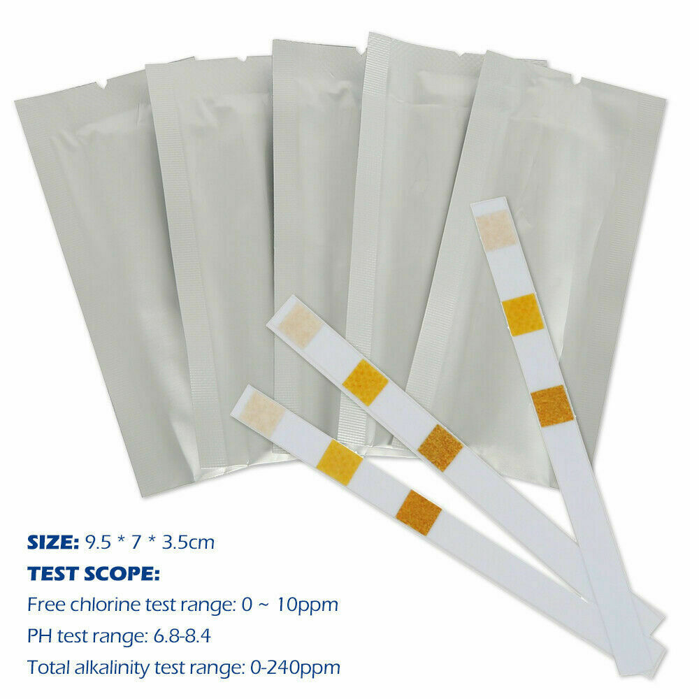 100Pcs PH Chlorine Dip Test Strips Hot Tub SPA Swimming Pool Tester Paper US ~