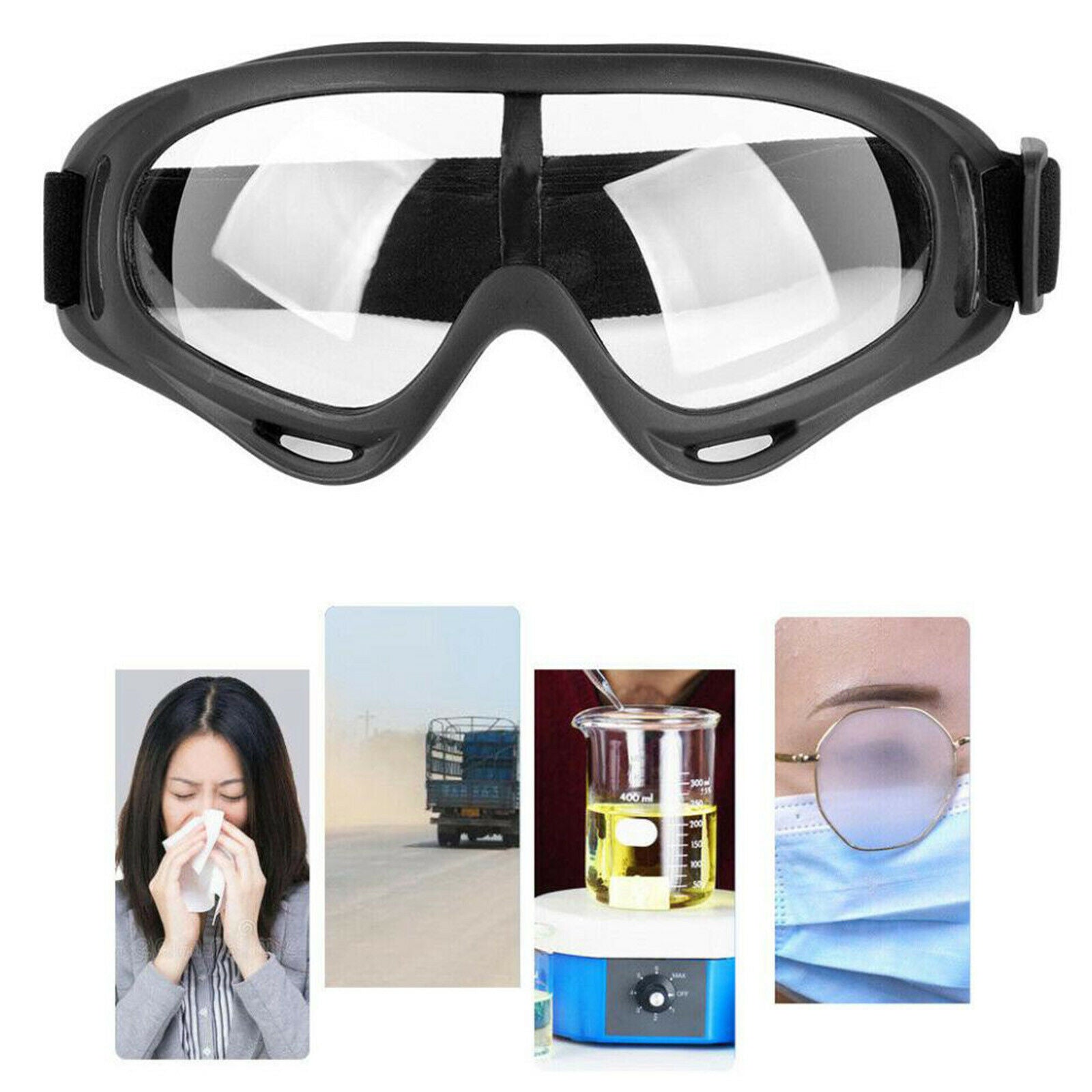 2Pcs/Set Sports Windproof Clear Safety Glasses Goggles Protective Eye Protection