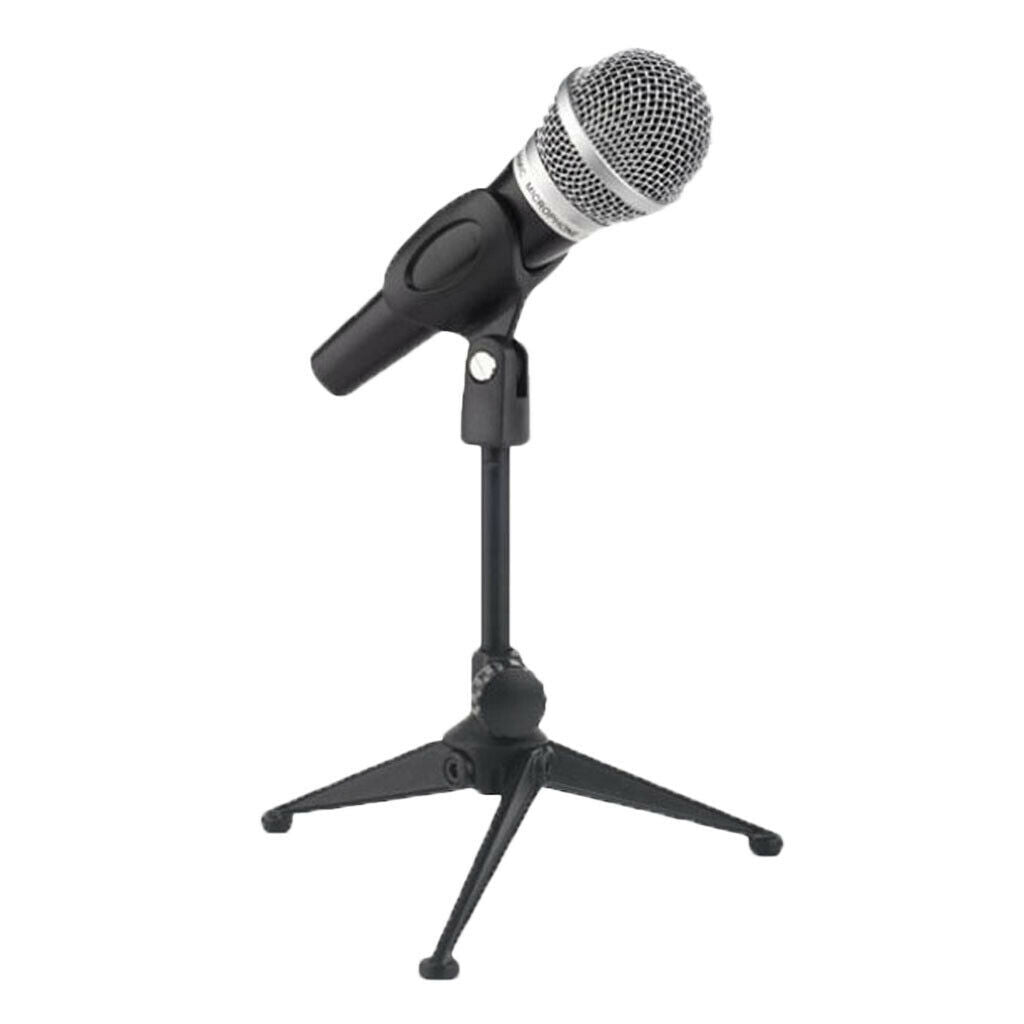 Microphone Tripod Stand Metal Plastic with Mic Clip, Hold Dia 30mm-36mm