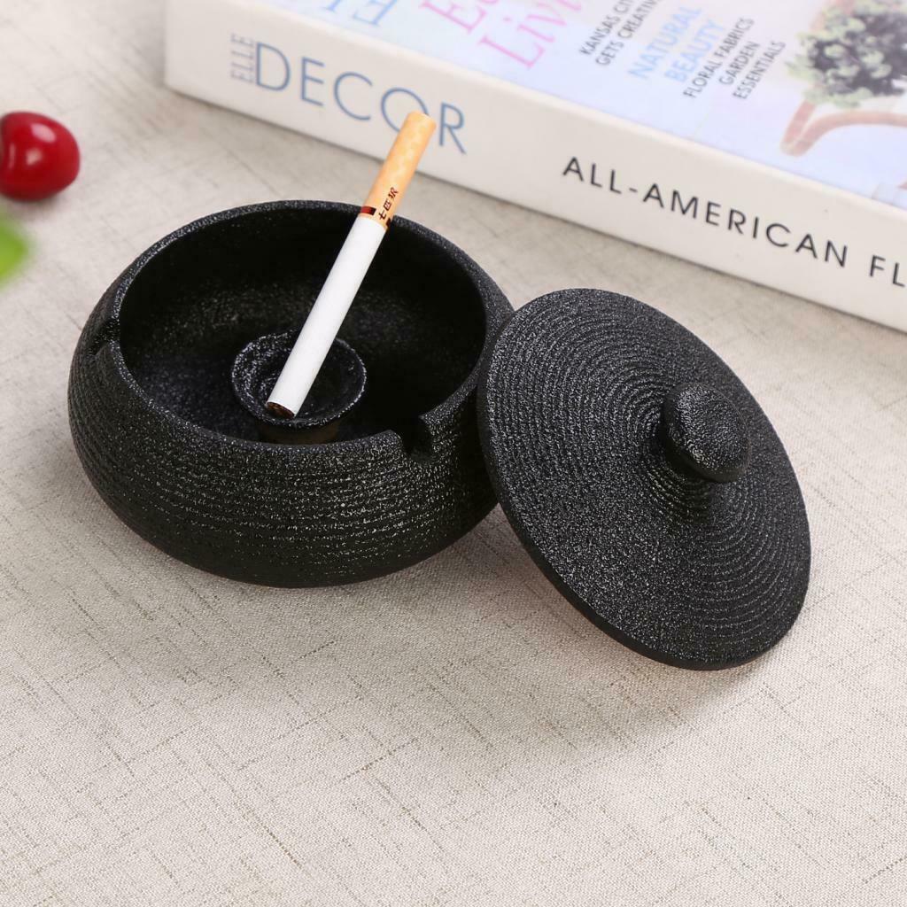 2pcs Ceramic Ashtray with Windproof Cover for Use in