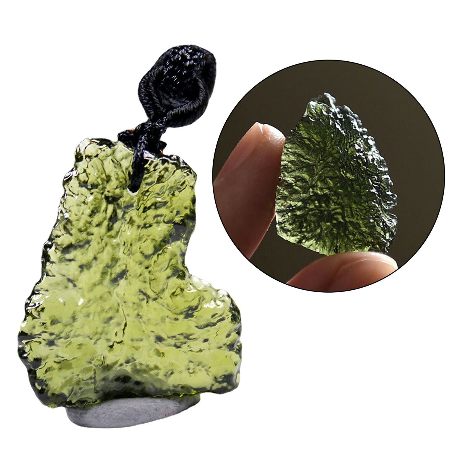 2X Beautiful Moldavite Crystal Aerolites Necklace Pendant with Lanyard 3-5g