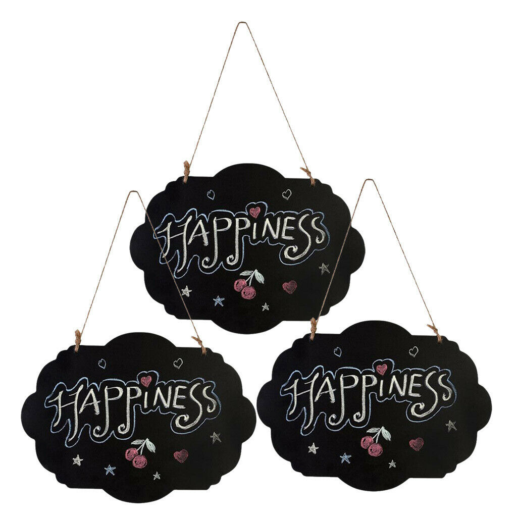 3 Pieces Double Side Wooden Small Hanging Message Boards Wedding Decoration