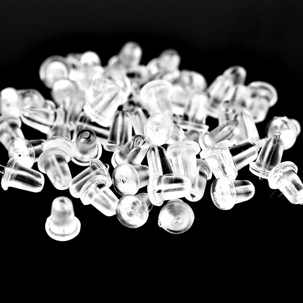 100pcs Earring Backs Set Transparent Plastic 4mm Locking Earring Backs Ear LIN