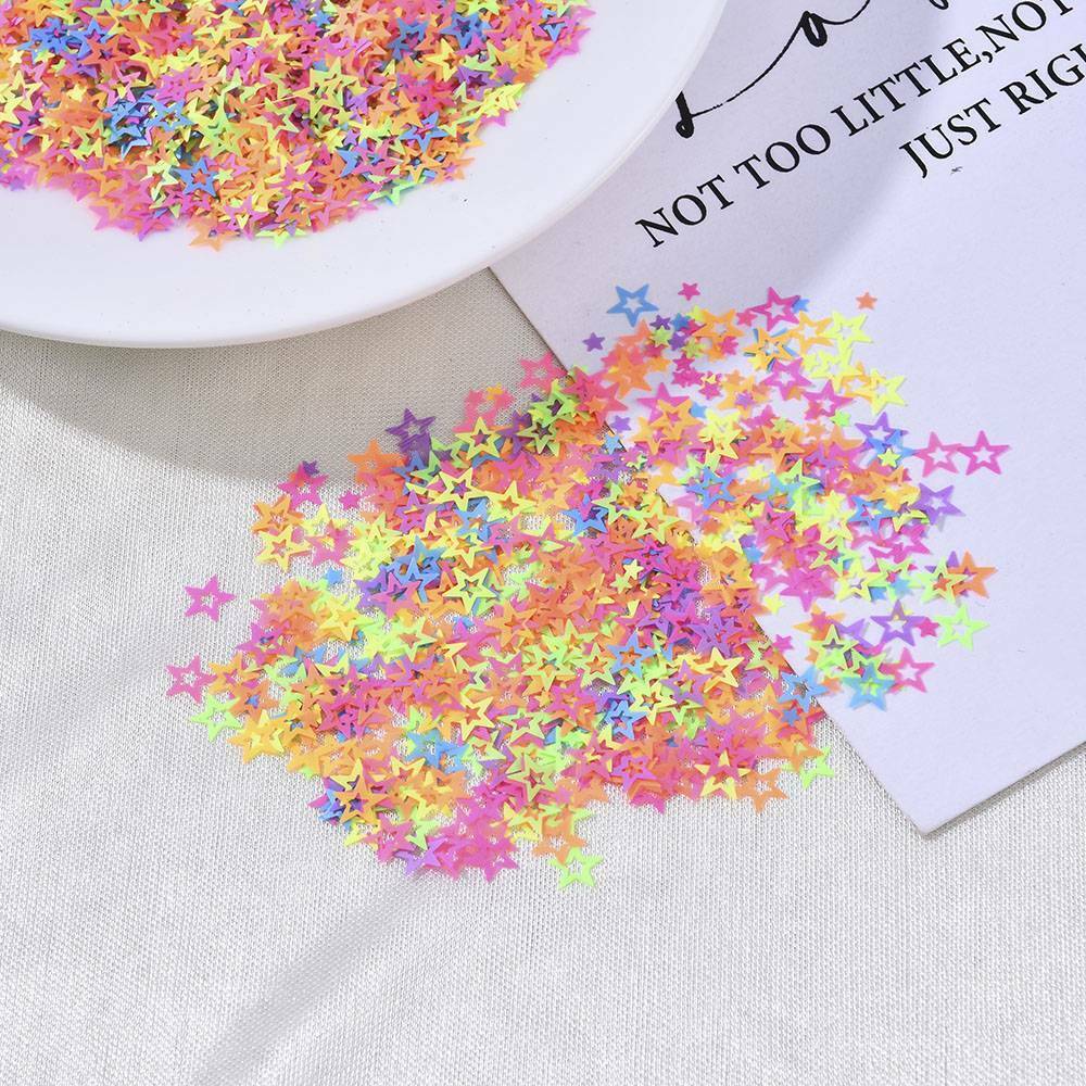 6MM - NEON STAR HOLLOW~NAIL SEQUINS GLITTER~Nail•Acrylic•Gel•Body Art•Face Decor