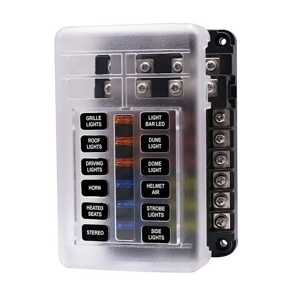 12 Way 12V-32V Auto Car Power Distribution Blade Fuse Holder Box Block Board new