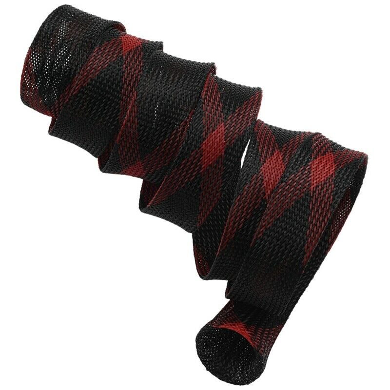 Fishing Rod Cover Rod Braided Strap Reel Cover Glove Protector (Black red) E4Z9