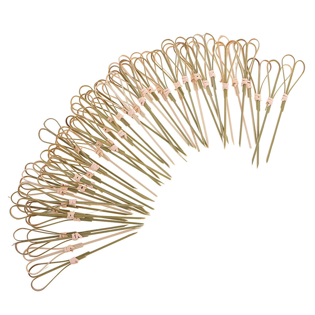 50 Pieces Rustic Bamboo Cocktail Picks Drink Stirrer Fruit Cake Food Sticks