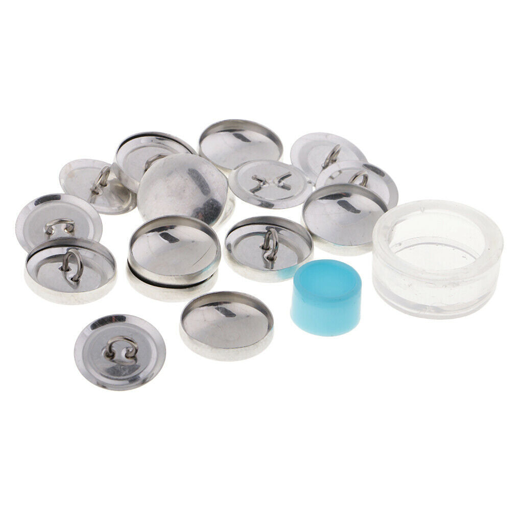 20pcs Aluminum Self Cover Button Metal Flat Back 20mm Shank Back And Tools