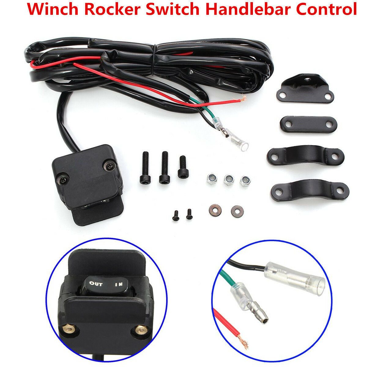12V/24V Winch Rocker Switch ATV Handlebar Control Line Warn Accessories 3 Meters