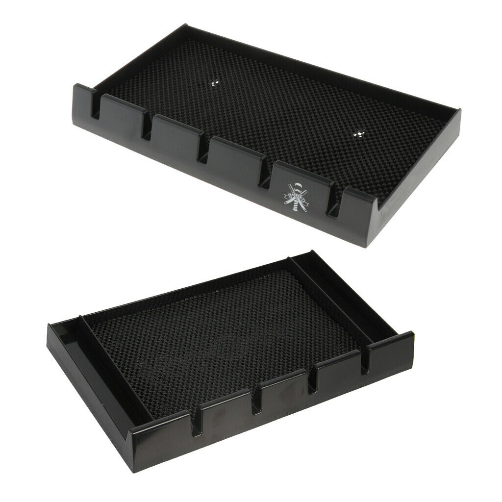 2 Packs Station Hair Clipper Cutter Tray Brushes Rack Black w/ Suction Cup