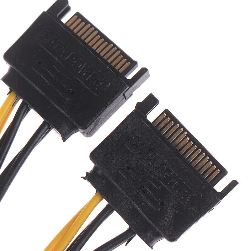 2pcs 15pin SATA Cable Male to 8pin(6+2) PCI-E Power Cable 20cm for Graphi.l8