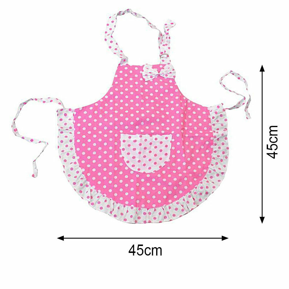 Cotton Kids Child Butterfly Pattern Apron Painting Baking Dots Kitchen Pinafore