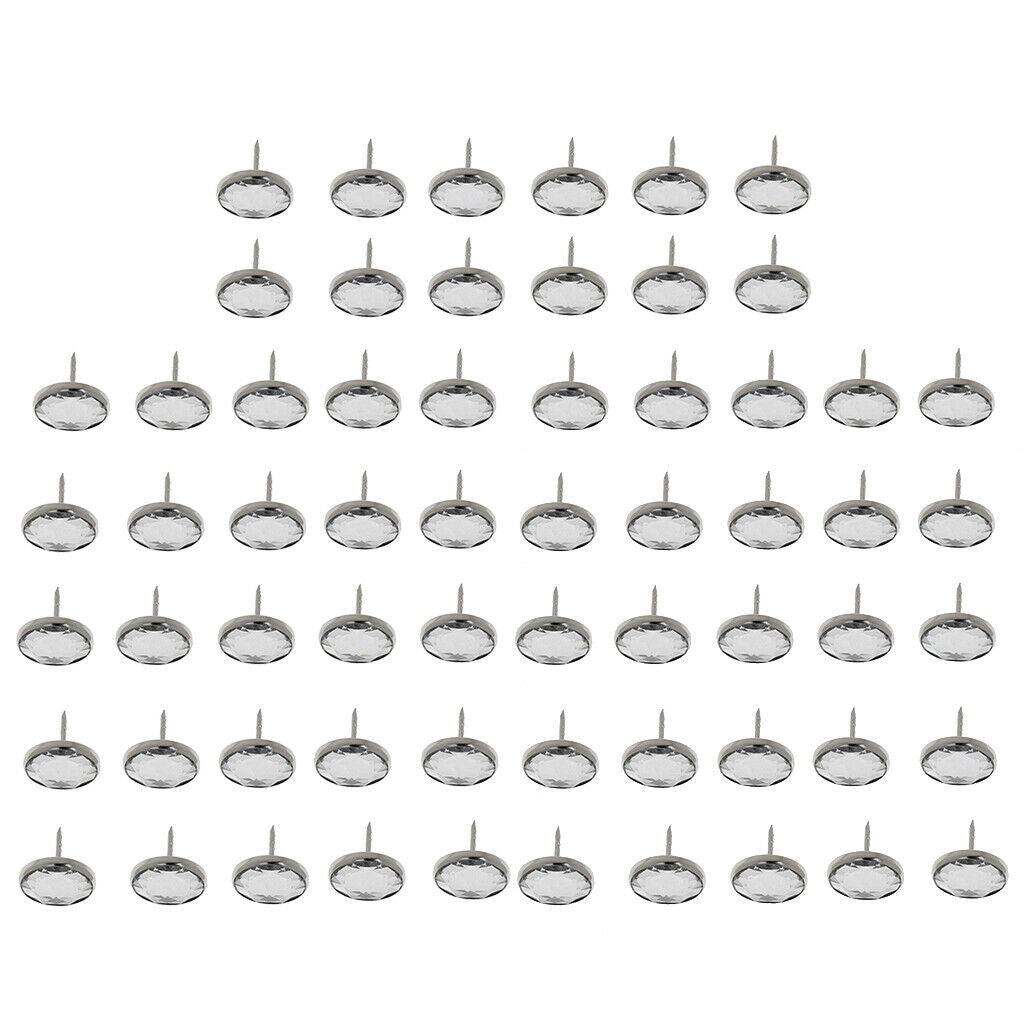 Prettyia 50 x Crystal Sofa Headboard Buttons Nail Upholstery Decor 20mm 22mm