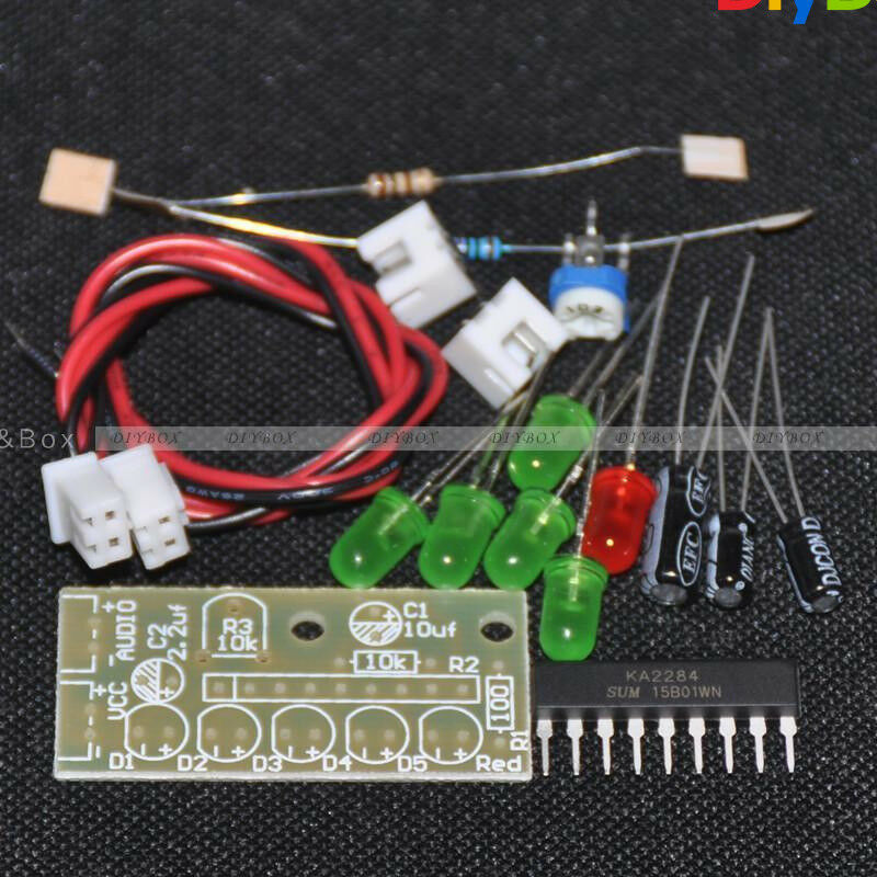 KA2284 Audio Level Indicator DIY Electronic Kit Parts 5mm RED Green LED 3.5-12V