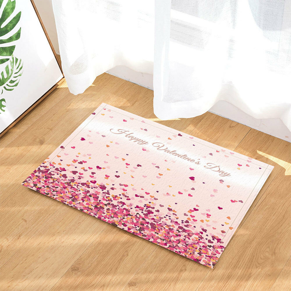 Pink Confetti For Valentine's Day Bathroom Rug Non-Slip Floor Door Mat 16x24"