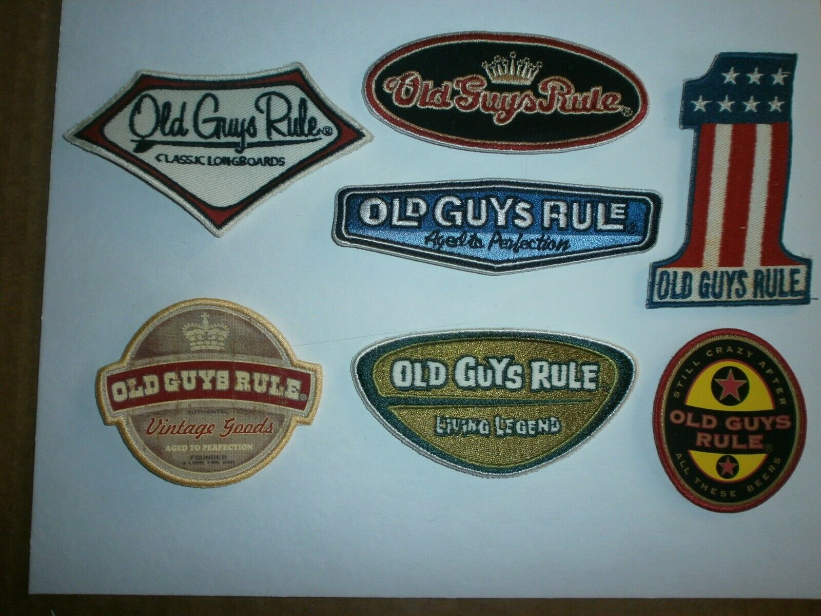 7 OLD GUYS RULE  EMBROIDERED FABRIC PATCHES  YOU GET ALL 7 AS PICTURED