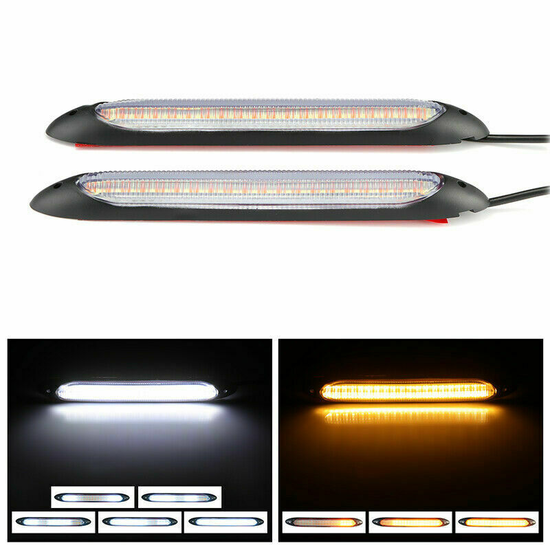 2x 6" DRL LED Headlight Strip Light Daytime Running Sequential Turn Signal Lamp