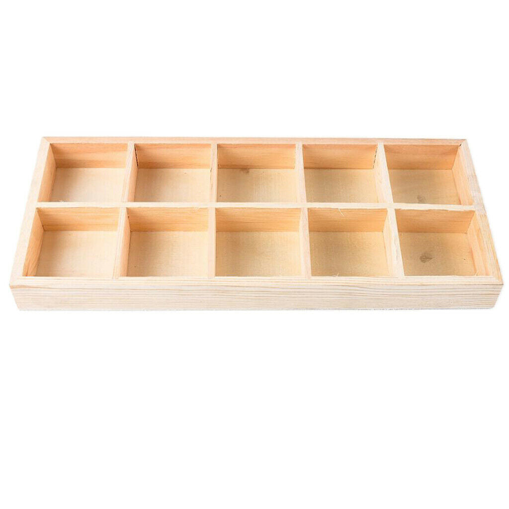 2pcs 10 Grid Wooden Succulent Planter Stylish Plant Flowerpot Flower Pot Tray