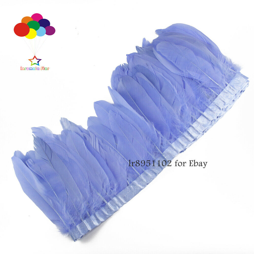 2Meters 15-17cm SkyBlue Goose Feather Trim Bride Wedding Party Decoration Ribbon