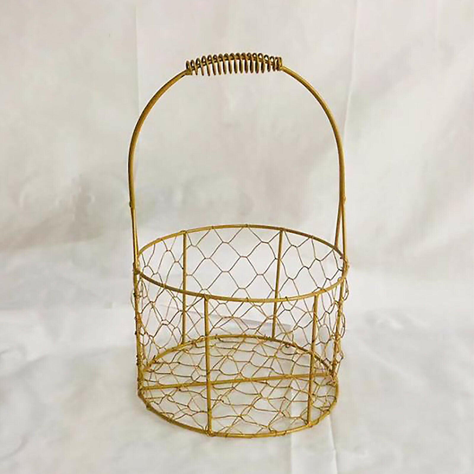 Hand-held Basket Plant Flower Pot Metal Desk Decoration Golden Bouquet Packaging